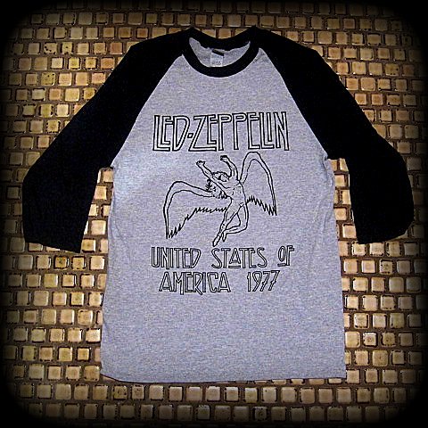 LED ZEPPELIN - Vintage 1977 Tour Raglan Baseball Jersey- Front & Back Print    